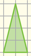 Imagem de triângulo isósceles em malha quadriculada, com 2 quadradinhos de base e 4 quadradinhos de altura.