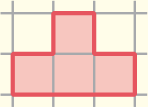 Imagem de figura em malha quadriculada, composta por 3 quadradinhos na horizontal e um quadradinho posicionado acima do segundo deles.