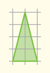 Imagem de triângulo isósceles em malha quadriculada, com 2 quadradinhos de base e 4 quadradinhos de altura.