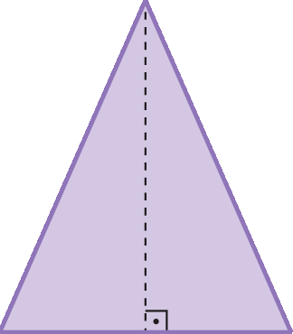 Figura geométrica. Triângulo roxo, com linha seccionada do vértice superior até a  base.