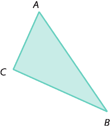 Ilustração. Triângulo azul ABC.
