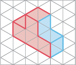 Figura geométrica. Malha triangular com a representação de um sólido geométrico em formato de T invertido.