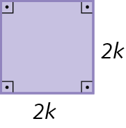Figura geométrica. Quadrado com lados que medem 2 k.