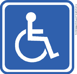 IMAGEM: uma placa de acessibilidade, com o desenho de uma pessoa em uma cadeira de rodas. FIM DA IMAGEM.