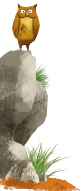 IMAGEM: uma coruja em pé sobre uma pedra. FIM DA IMAGEM.