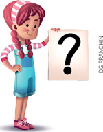 IMAGEM: uma menina apresenta um cartaz com um ponto de interrogação. FIM DA IMAGEM.