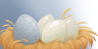 IMAGEM: Quatro ovos em um ninho. Três ovos são iguais, e um é diferente. FIM DA IMAGEM.