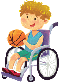 IMAGEM: Um menino em uma cadeira de rodas joga basquete. FIM DA IMAGEM.