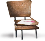 IMAGEM: Uma folha de papel e uma caneta sobre uma cadeira. FIM DA IMAGEM.