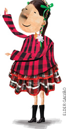 IMAGEM: uma menina com vestido típico de festa junina. FIM DA IMAGEM.