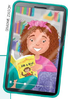 IMAGEM: um celular. na tela, o vídeo de uma menina com um livro nas mãos. FIM DA IMAGEM.