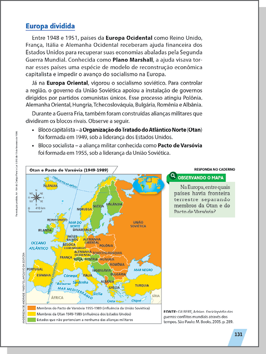 Página de livro. Destaque para o boxe Observando o mapa.