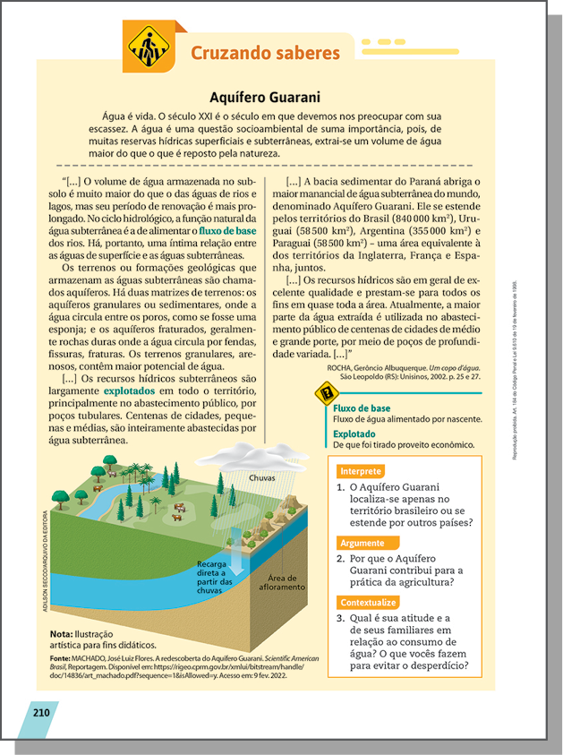 Página de livro. Destaque para a seção Cruzando saberes.