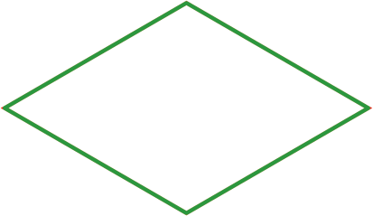 Ilustração. Polígono formado por 4 lados. Dois pares de lados paralelos. Dois ângulos iguais agudos e dois ângulos iguais obtusos.