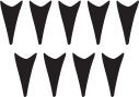 Imagem dos símbolos de seta apontando para baixo: cinco acima e quatro abaixo.