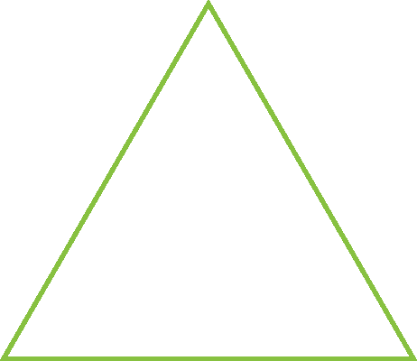 Ilustração. Triângulo com três lados de medidas iguais e 3 ângulos de mesma medida.