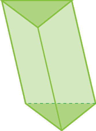 Ilustração. Poliedro formado por duas bases na forma de triângulo e três quadriláteros nas faces laterais.
As arestas laterais não formam ângulo reto com as bases.