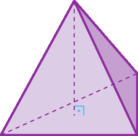 Ilustração. Pirâmide formada por quatro triângulos. Todas as arestas laterias são  congruentes.