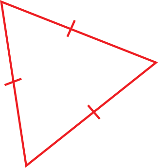 Ilustração. Triângulo, três lados com um tracinho.