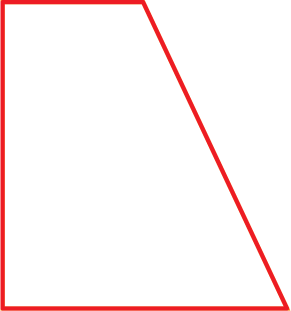 Ilustração. Polígono formado por 4 lados. Dois ângulos retos. Dois lados paralelos e um lado transversal.