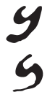Símbolos com formato similar a uma letra y.