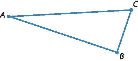 Ilustração.
Triângulo com vértices nos pontos A, B e C.