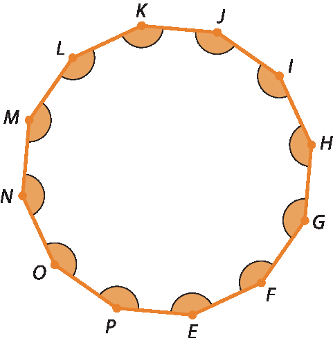 Ilustração.
Figura com 12 lados iguais, com vértices nos pontos E, F, G, H, I, J, K, L, M, N, O e P.
