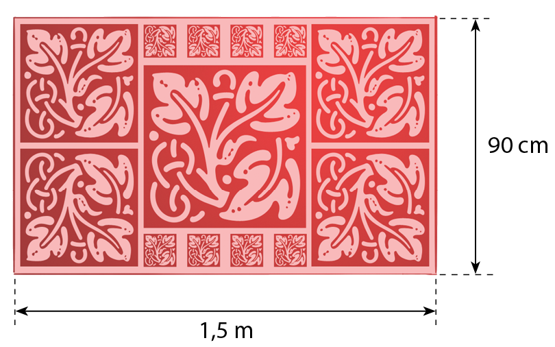 Ilustração.
Toalha de mesa vermelha retangular, com 1,5 metro de largura e 90 cm de altura.