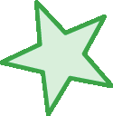Ilustração. Figura geométrica plana verde compondo uma estrela com cinco pontas.