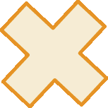 Ilustração. Figura geométrica plana laranja, semelhante a letra X do alfabeto.