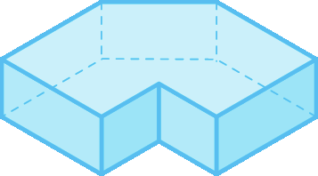 Ilustração. Figura geométrica não plana azul, semelhante a um bloco cujas base e tampa são polígonos idênticos com sete lados.