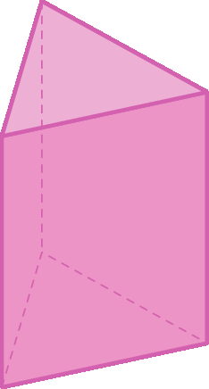 Ilustração. Figura geométrica não plana composta por três faces retangulares idênticas e duas faces triangulares idênticas, paralelas entre si.