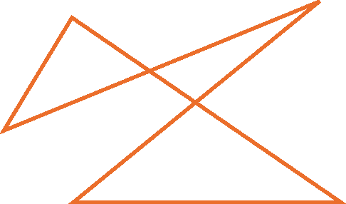 Ilustração. Figura composta por 5 linhas que se cruzam e as extremidades se encontram formando três triângulos.