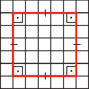 Ilustração. Malha quadriculada com um quadrado.