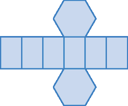 Ilustração. 
Planificação de prisma de base hexagonal.