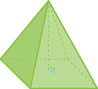 Ilustração. Pirâmide formada por um quadrado e quatro triângulos iguais.
Todas as arestas laterais são congruentes.
