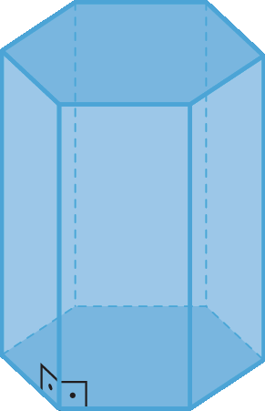 Ilustração. Sólido formado por duas bases com formato de hexágono regular. As seis fases laterais são iguais e têm formato de retângulo.