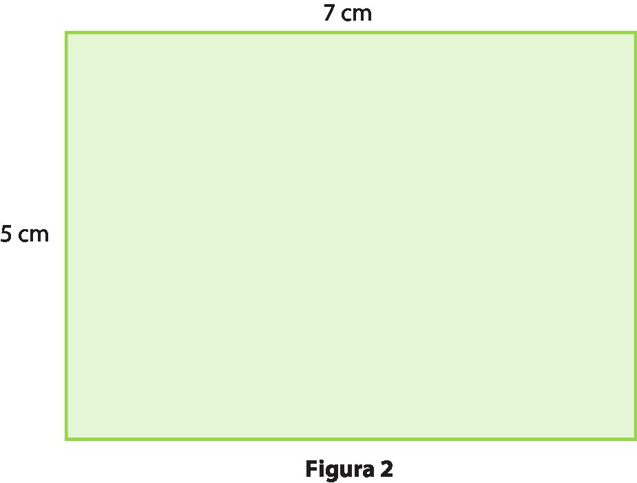 Ilustração. 
Retângulo medindo 7 por 5 centímetros.