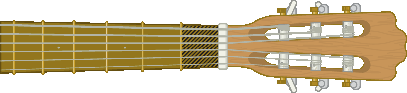 Ilustração.  Braço de um violão com 6 cordas.