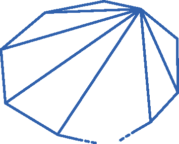 Ilustração. Vista de um polígono dividida em triângulos.