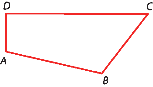 Ilustração. Quadrilátero ABCD qualquer, não possui lados paralelos nem lados de mesma medida.