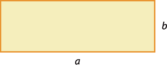 Ilustração. Retângulo com o comprimento a e largura b.
