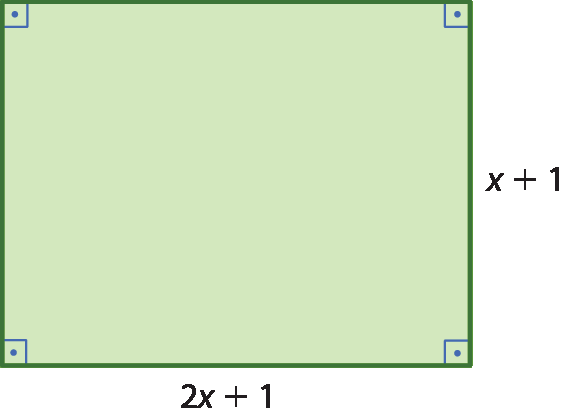 Ilustração. Retângulo com lados medindo 2x mais 1 por x mais 1.