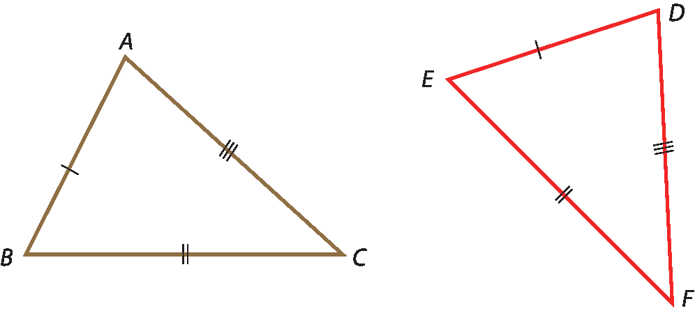 Ilustração. Triângulo ABC. Ilustração. Triângulo DEF.