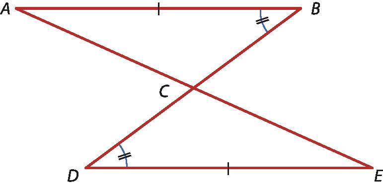 Ilustração. Triângulo ABC acima unido a triângulo CDE abaixo.