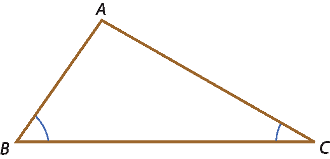Ilustração. Triângulo ABC. Com ângulos B e C em destaque.