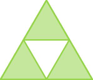 Ilustração. Triângulo verde com um triângulo branco invertido no centro.