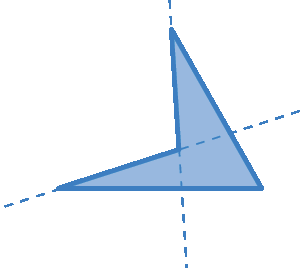 Ilustração. Quadrilátero semelhante a uma ponta de seta para direita, com linhas pontilhadas prolongando cada um dos lados da figura.