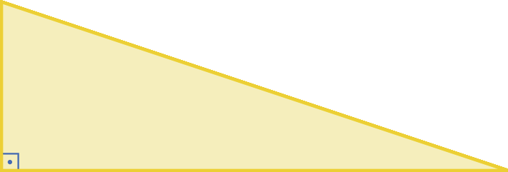 Ilustração. Triângulo amarelo com um ângulo reto.