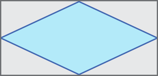 Ilustração. Retângulo cinza com losango azul dentro.